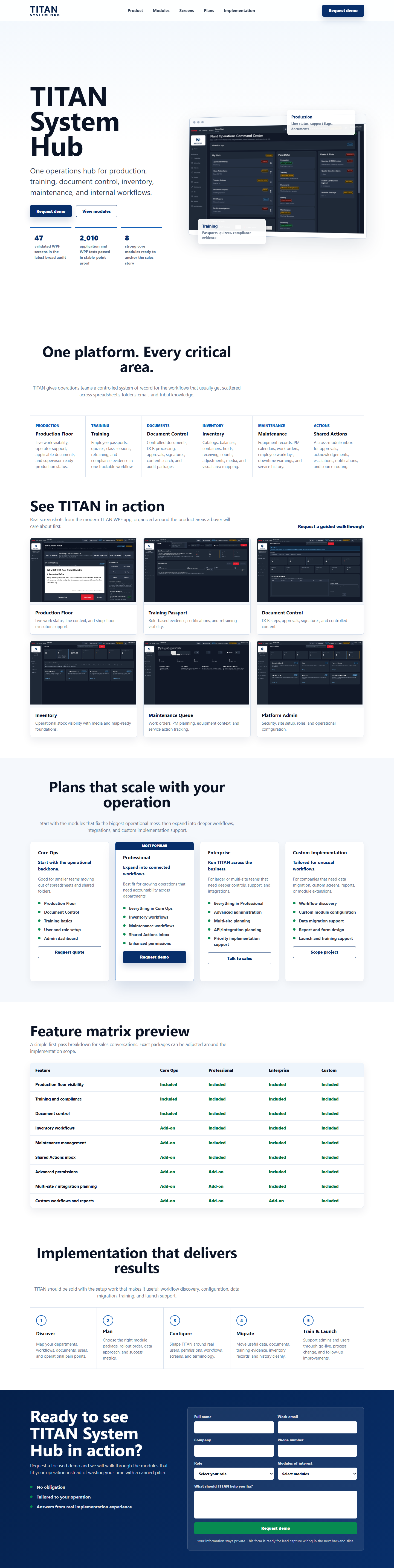 TITAN marketing storefront homepage screenshot
